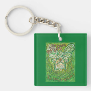 Cancer Poem Green Guardian Angel Pendant Keychains