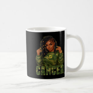 Cancer Queen Loc'd Black Woman Camo Zodiac Sig Coffee Mug