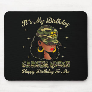 Cancer Queen Loc'd Black Woman Camo Cap Zodiac Sig Mouse Mat