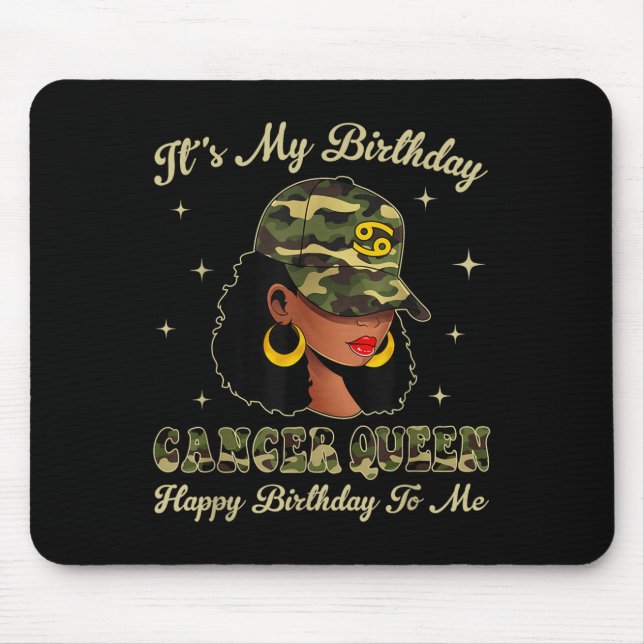 Cancer Queen Loc'd Black Woman Camo Cap Zodiac Sig Mouse Mat (Front)