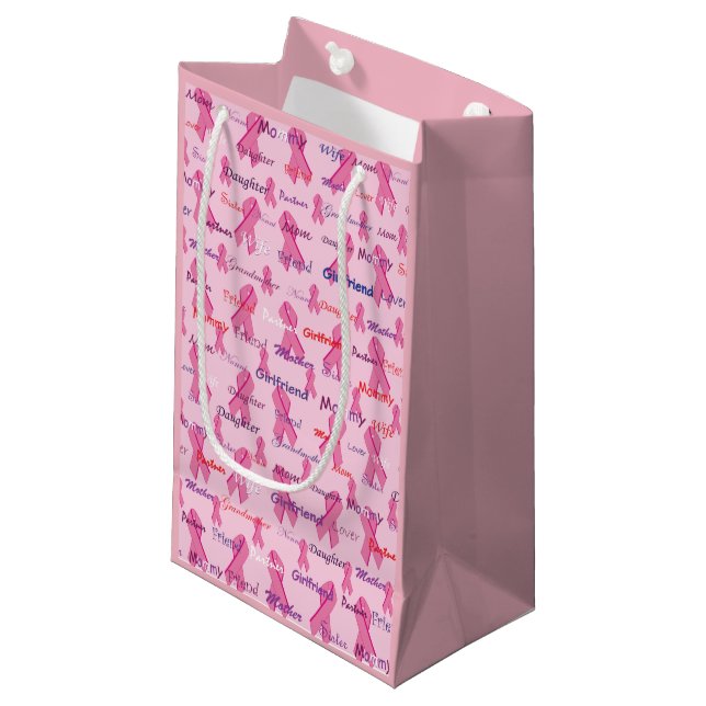 Cancer Ribbon Support Small Gift Bag (Front Angled)