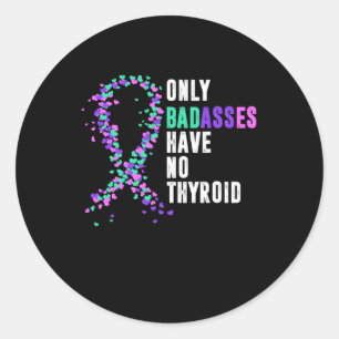 Cancer Ribbon Thyroidectomy Removal Surgery Bades Classic Round Sticker