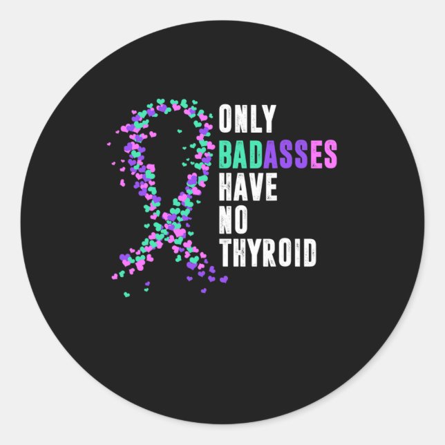 Cancer Ribbon Thyroidectomy Removal Surgery Bades  Classic Round Sticker (Front)