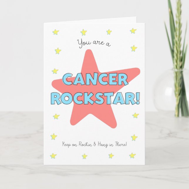 Cancer Rock Star Hang in There Get Well Card (Front)