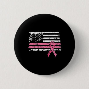 Cancer Shirt American Flag Breast Cancer Awareness 6 Cm Round Badge