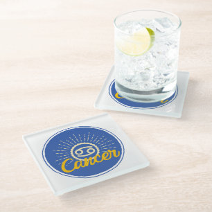 Cancer Sign Badge Glass Coaster