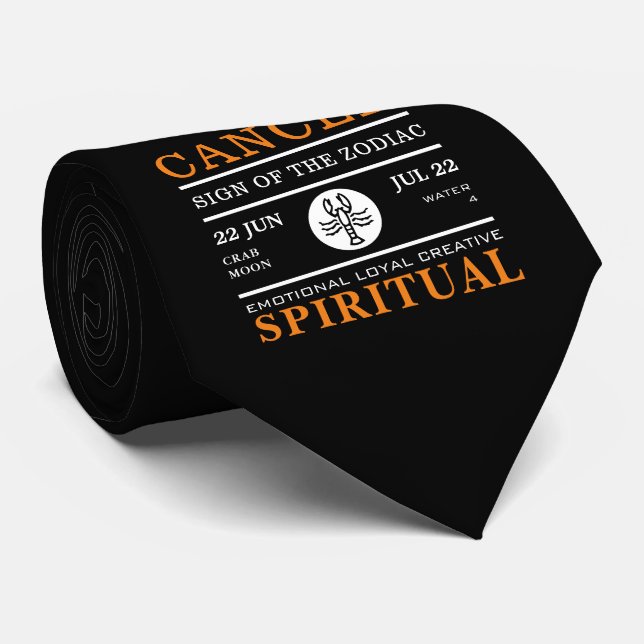 Cancer Sign of the Zodiac, Astrological Tie (Rolled)
