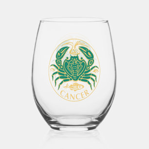 Cancer Sign of the Zodiac Stemless Wine Glass