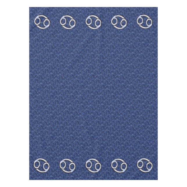 Cancer Sign on Navy Blue Digital Camouflage Tablecloth (Front)