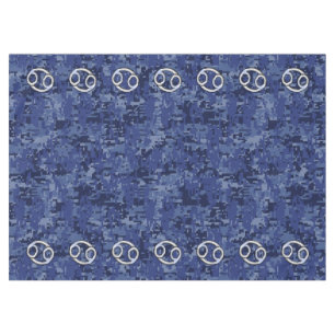 Cancer Sign on Navy Blue Digital Camouflage Tablecloth