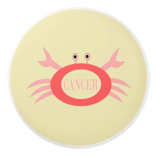 Cancer Star Sign Crab Ceramic Knob (Front)