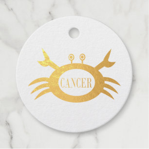 Cancer Star Sign Crab Custom Birthday Foil Favour Tags