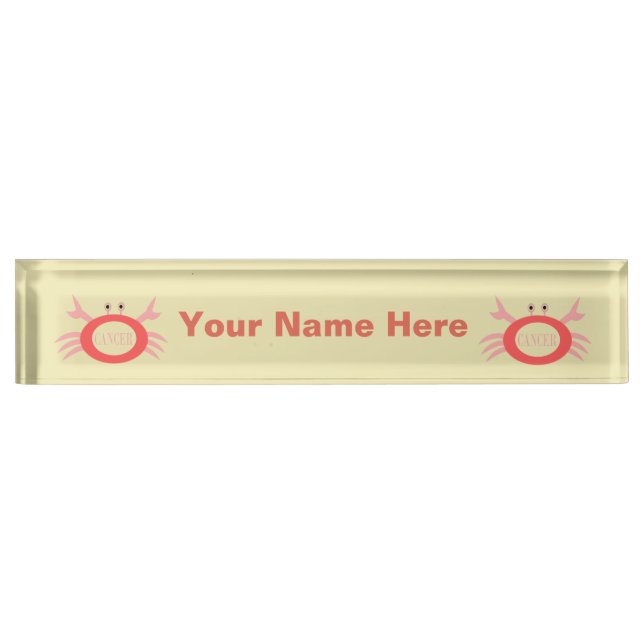 Cancer Star Sign Crab Custom Nameplate (Front)