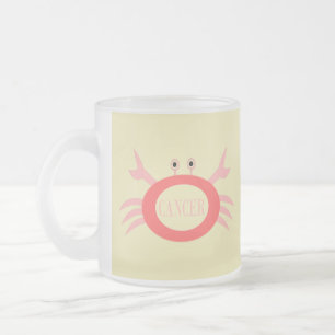 Cancer Star Sign Crab Frosted Glass Coffee Mug