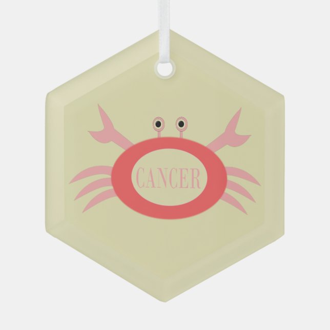 Cancer Star Sign Crab Glass Tree Decoration (Front)