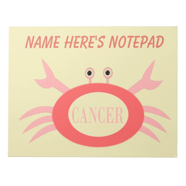 Cancer Star Sign Crab Notepad (Front)