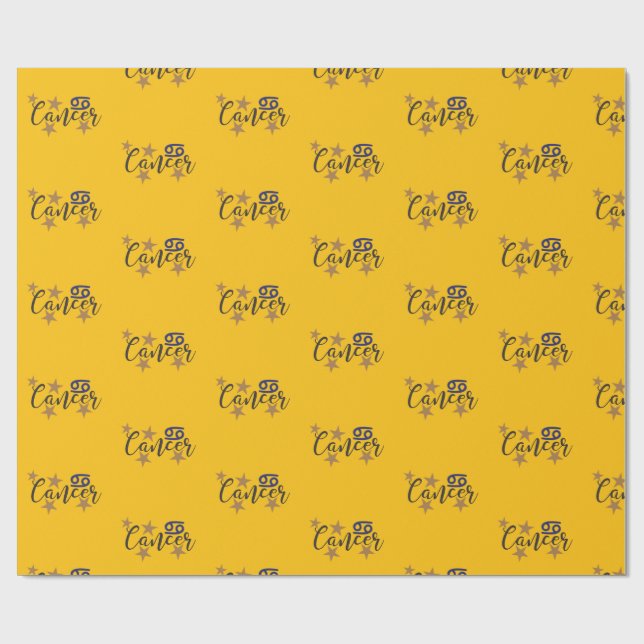 Cancer Star Sign Wrapping Paper Yellow Background (Flat)