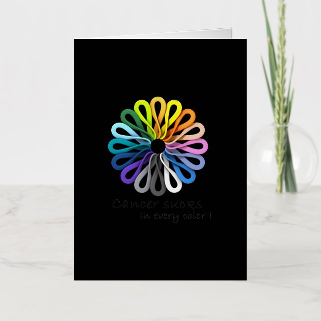 Cancer Sucks In Every Colour All Cancer Ribbon Foil Greeting Card (Front)