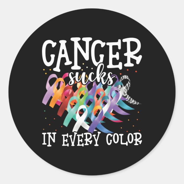 Cancer Sucks In Every Colour Fighter Fight Cancer Classic Round Sticker (Front)