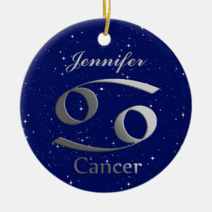 Cancer Sun Sign Symbol with Name Ceramic Tree Decoration