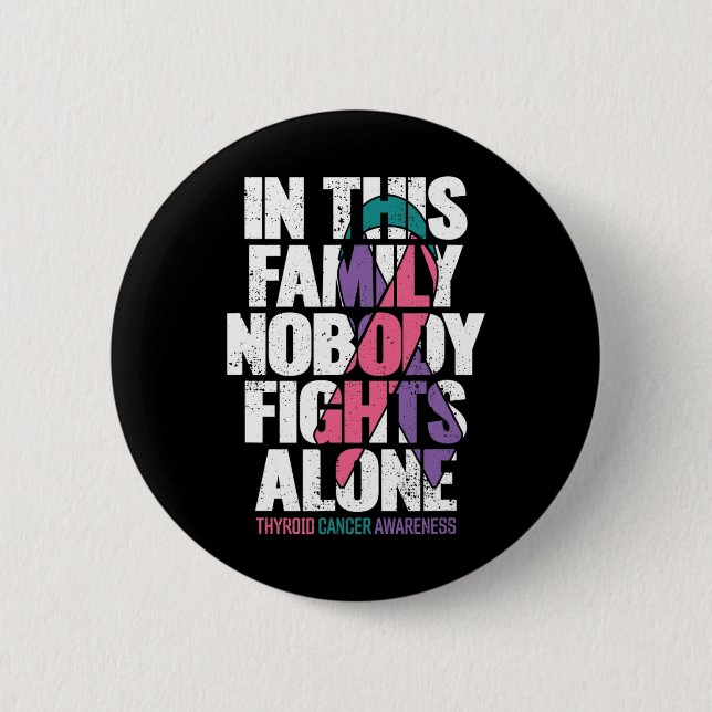 Cancer Support Family Thyroid Cancer Awareness  6 Cm Round Badge (Front)
