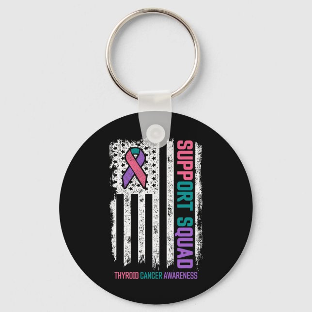 Cancer Support Squad Thyroid Cancer Awareness  Key Ring (Front)