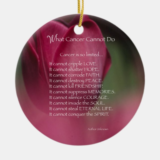 Cancer Support, What Cancer Cannot Do, Flowers Ceramic Tree Decoration (Front)