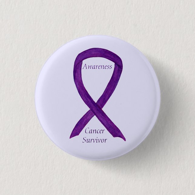 Cancer Survivor Awareness Ribbon Custom Pins (Front)