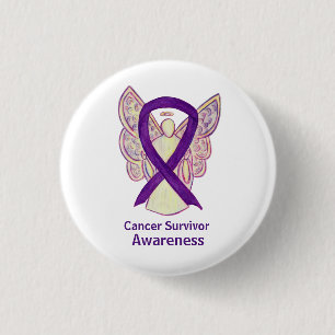 Cancer Survivor Awareness Ribbon Purple Angel Pins