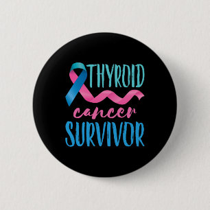 Cancer Survivor Awareness Ribbon Teal Pink Blue 6 Cm Round Badge