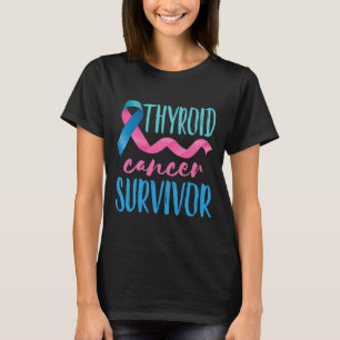 Cancer Survivor Awareness Ribbon Teal Pink Blue T-Shirt