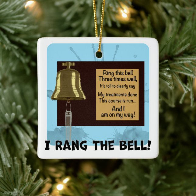 Cancer Survivor Bell Personalise Date On Back  Ceramic Ornament (Tree)