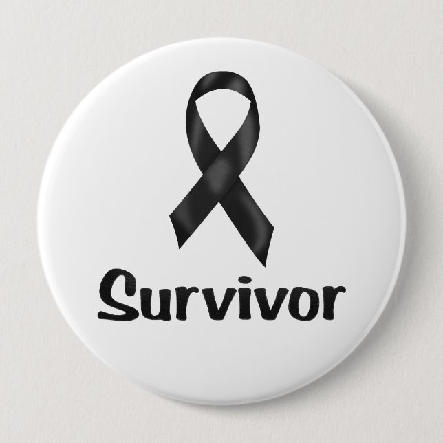 Cancer Survivor Black 10 Cm Round Badge (Front)