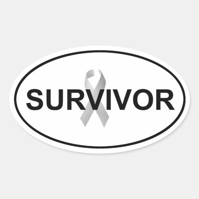 Cancer Survivor Euro Oval Sticker Decal (Front)