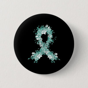 Cancer Survivor Gift Teal Ribbon Ovarian Cancer Aw 6 Cm Round Badge