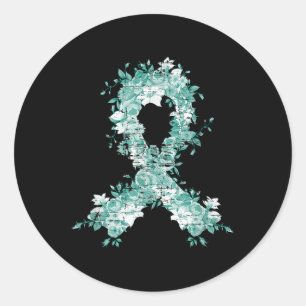 Cancer Survivor Gift Teal Ribbon Ovarian Cancer Aw Classic Round Sticker