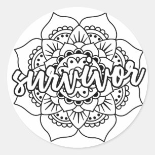 Cancer Survivor Mandala Classic Round Sticker