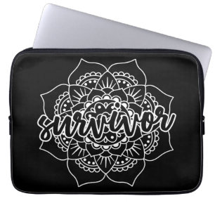 Cancer Survivor Mandala in White Laptop Sleeve