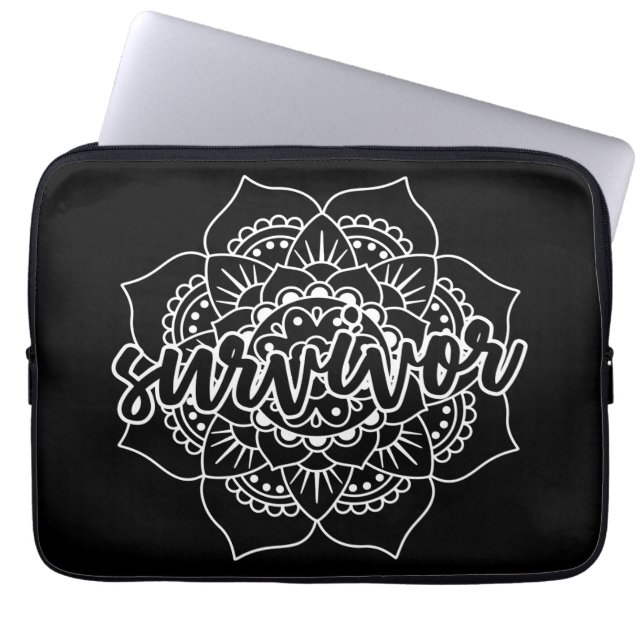 Cancer Survivor Mandala in White Laptop Sleeve (Front)