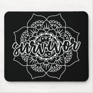 Cancer Survivor Mandala in White Mouse Mat