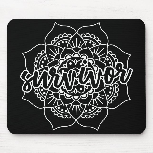 Cancer Survivor Mandala in White Mouse Mat (Front)