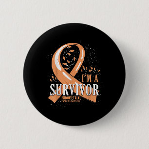 Cancer Survivor Peach Ribbon Endometrial Cancer Aw 6 Cm Round Badge