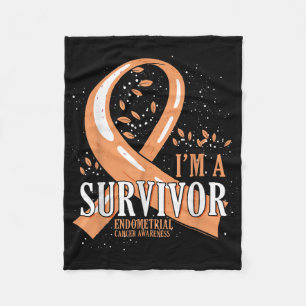 Cancer Survivor Peach Ribbon Endometrial Cancer Aw Fleece Blanket