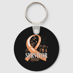 Cancer Survivor Peach Ribbon Endometrial Cancer Aw Key Ring