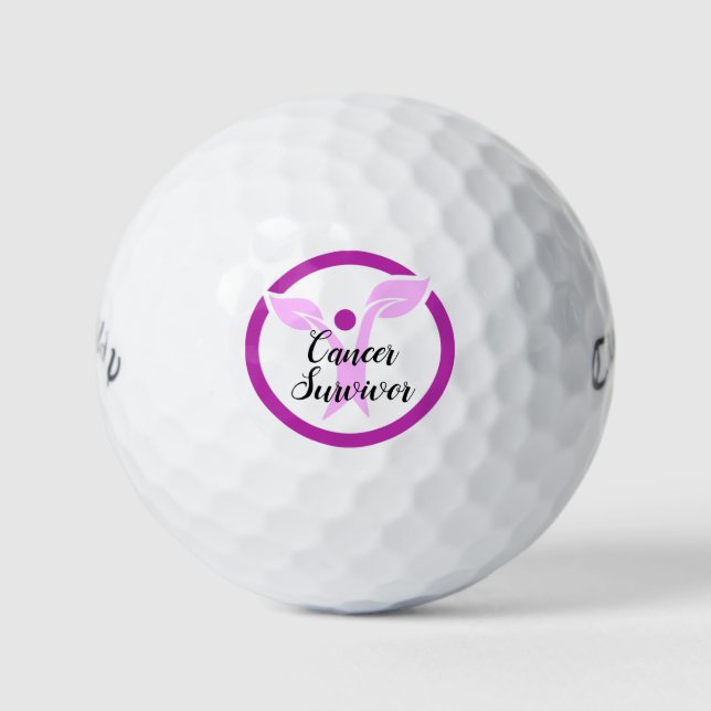 Cancer Survivor Pink Graphic Design Ladies Golf Balls (Front)