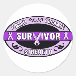 Cancer Survivor Purple Classic Round Sticker