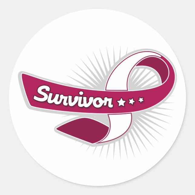 Cancer Survivor Ribbon Throat Cancer Classic Round Sticker (Front)