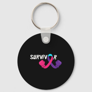 Cancer Survivor Support Thyroid Cancer Awareness  Key Ring