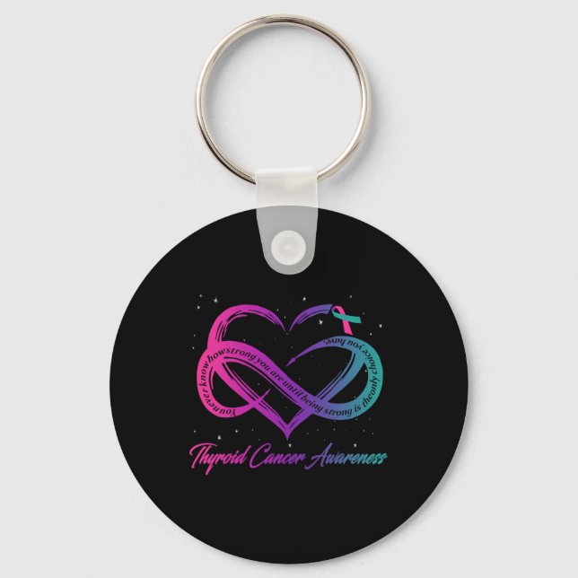 Cancer Survivor Support Thyroid Cancer Warrior  Key Ring (Front)