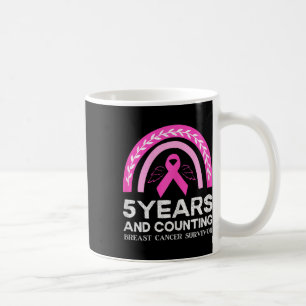 Cancer Survivor Tee 5 Years Cancer Free Pink Rainb Coffee Mug